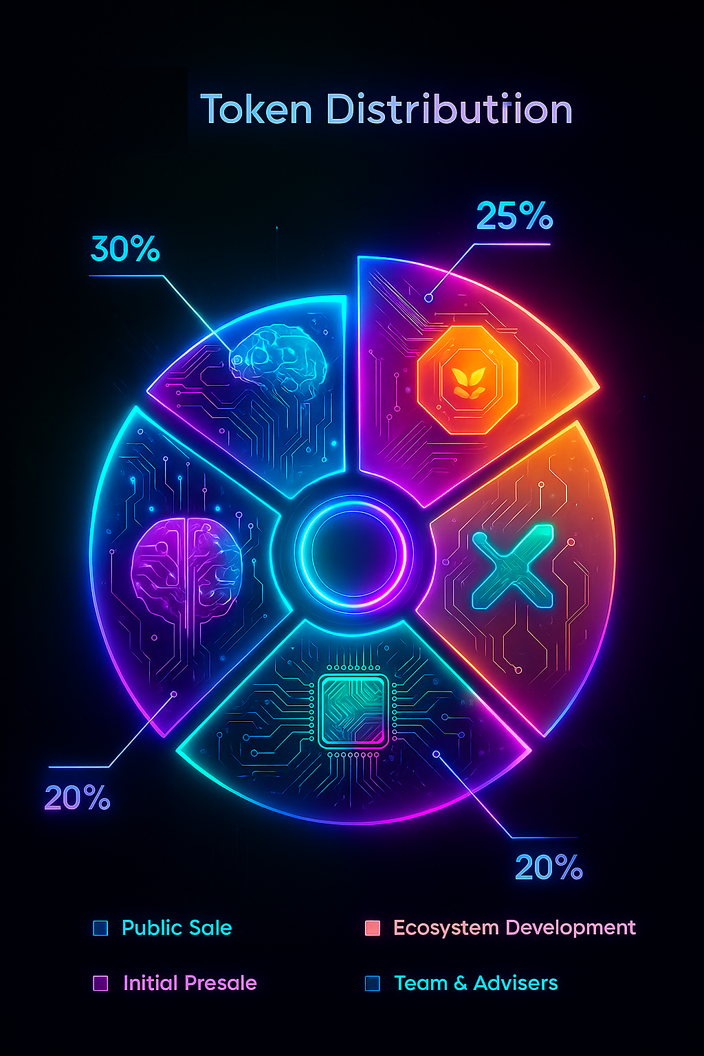 Pie chart of GRO11T token distribution
